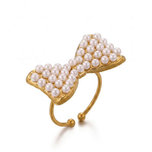 Madison Pearl Bow Open Ring