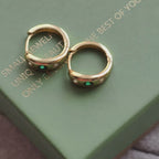 Emerald Halo Mini Hoops