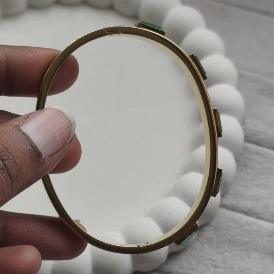 Emerald Edge Geometric Bangle